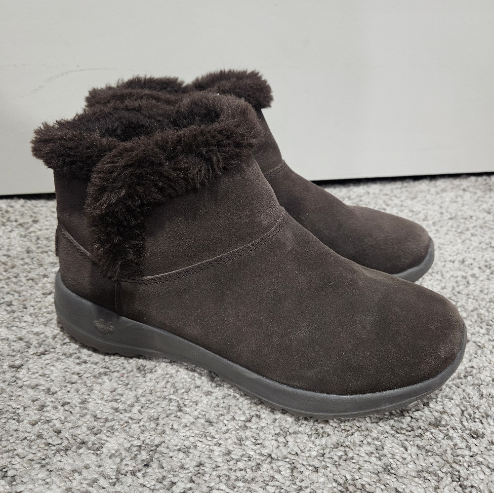 Women's Brown Skechers Suede Ankle Boots